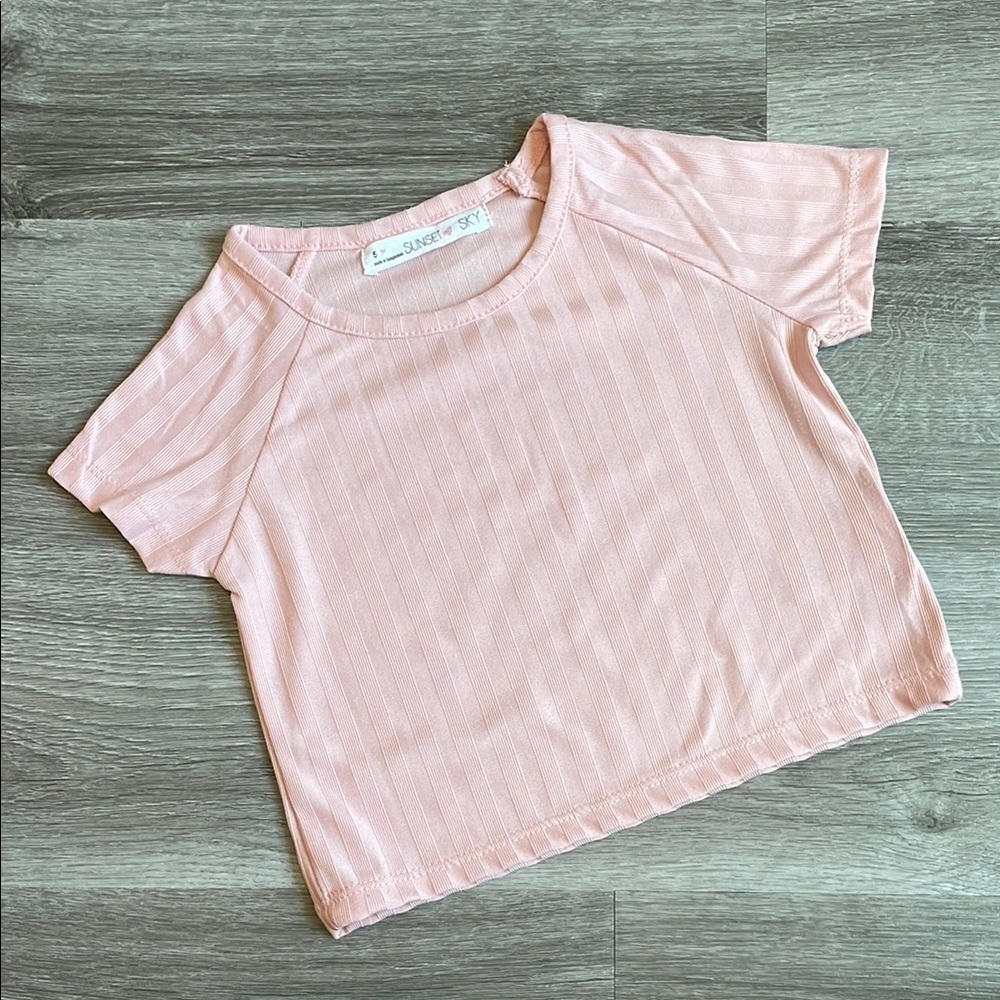 Sunset Sky little girls cropped tee